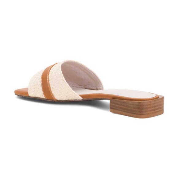 NEW Chocolat Blu Briella Slides GENUINE LEATHER & RAFFIA 5M3 - Picture 7 of 8